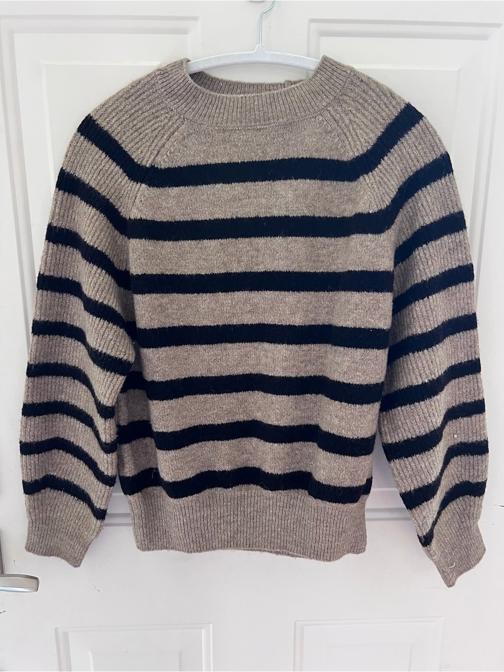 Striped Crewneck Sweater - Taupe and Black
